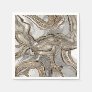 Liquid marble - pearl and gold napkin