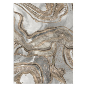 Liquid marble - pearl and gold tablecloth