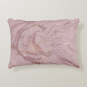 Liquid Marble: Rose Gold Artistry. Decorative Cushion