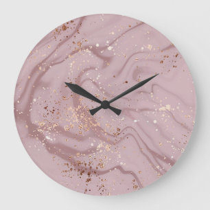 Liquid Marble: Rose Gold Artistry. Large Clock