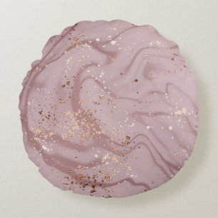 Liquid Marble: Rose Gold Artistry. Round Cushion