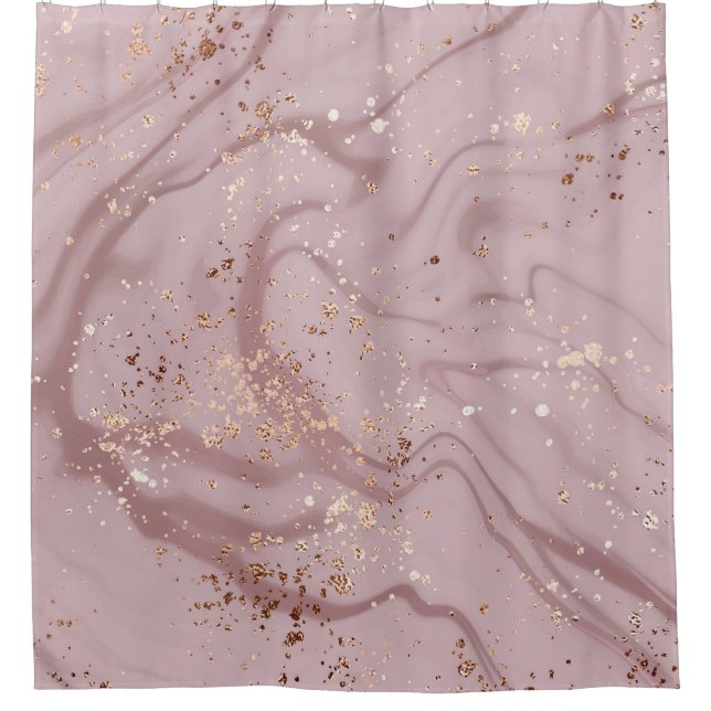 Liquid Marble: Rose Gold Artistry. Shower Curtain (Front)