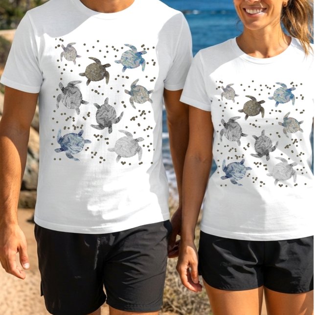 Liquid Marble Sea Turtles Ocean Pattern T-Shirt (Creator Uploaded)