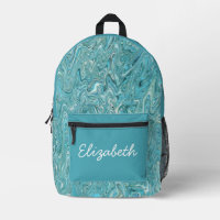 Liquid marble swirl teal blue green custom name