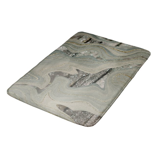 Liquid Marble Wave Glitter Glam 1 Bath Mat (Angled)