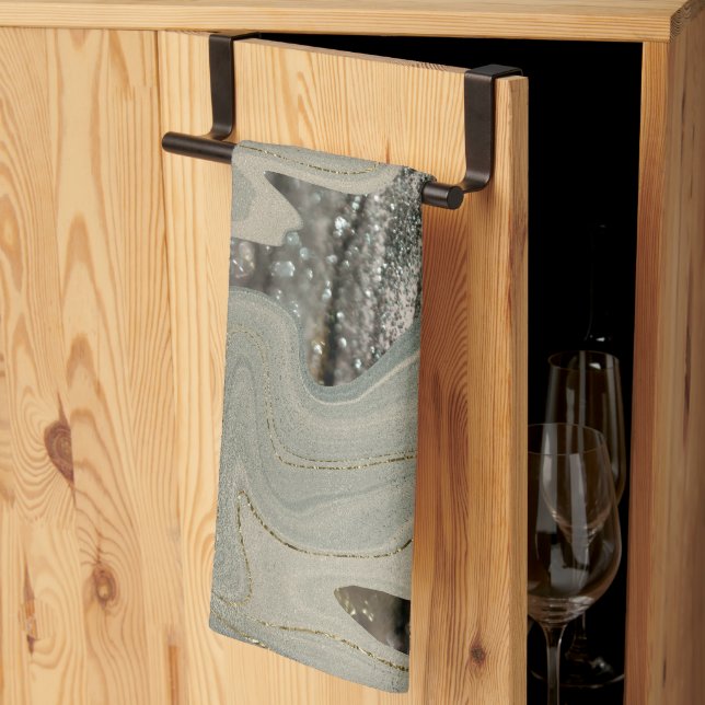 Liquid Marble Wave Glitter Glam 1 Tea Towel (Thirds Fold)