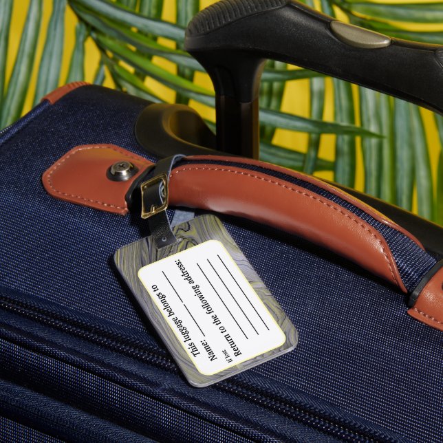 Liquid Metal Acrylic Pour Inspired Luggage Tag (Front Insitu 1)