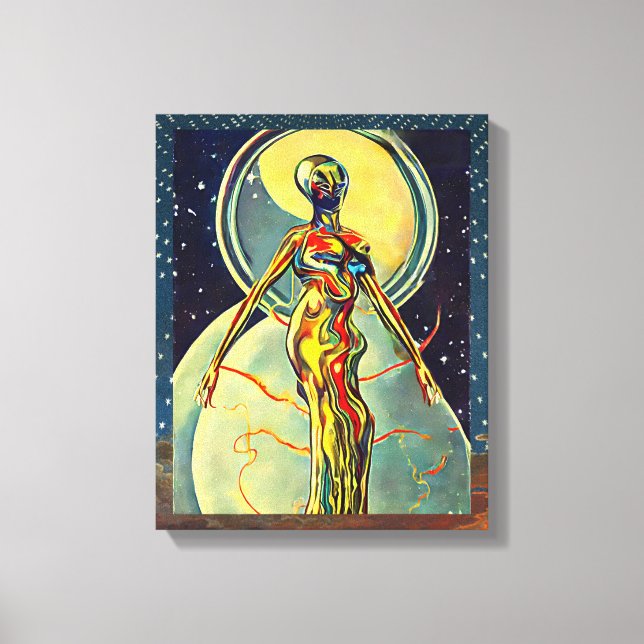 Liquid Metal Alien Abstract Celestial orignal art  Canvas Print (Front)
