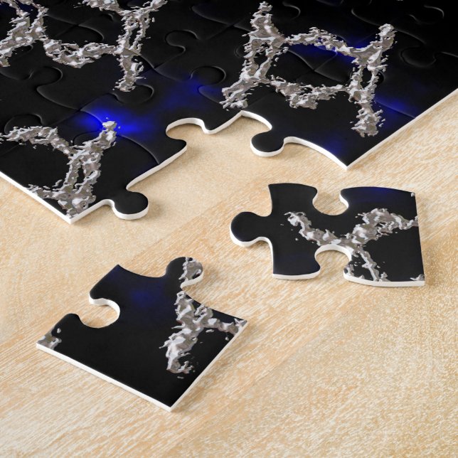 Liquid Metal Gold and Silver Mandela Jigsaw Puzzle (Side)