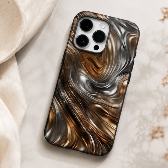 Liquid Metal Luxe: Abstract Silver & Gold Case-Mate iPhone Case (Creator Uploaded)