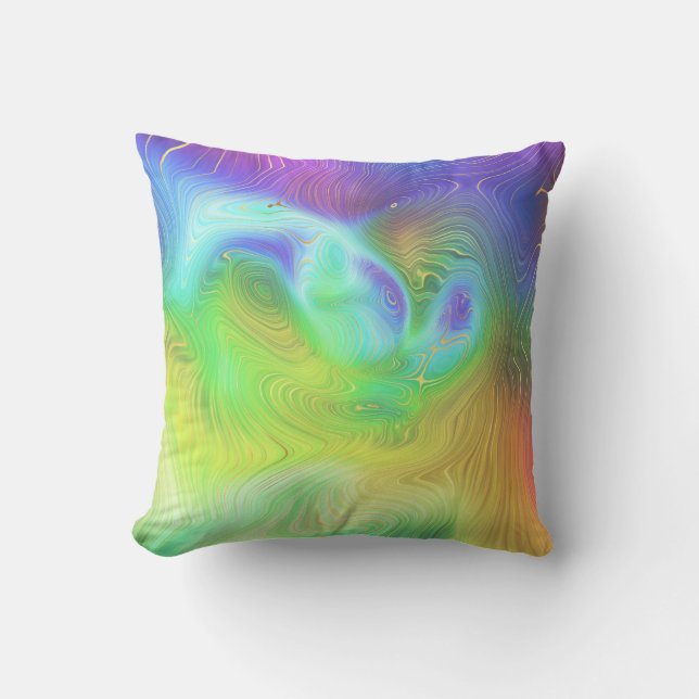  Liquid Neon Rainbow Abstract Cushion (Front)