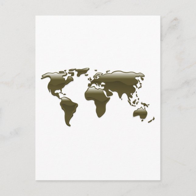 Liquid oil world map postcard (Front)