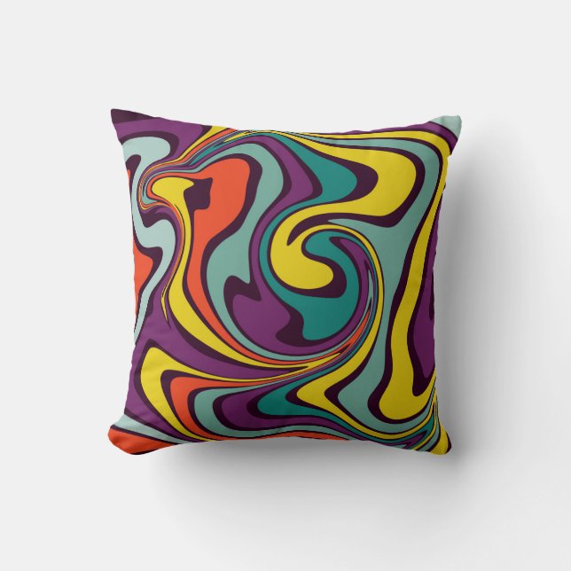 Liquid Paint Marbling Effect Decorative Throw Pill Cushion (Front)