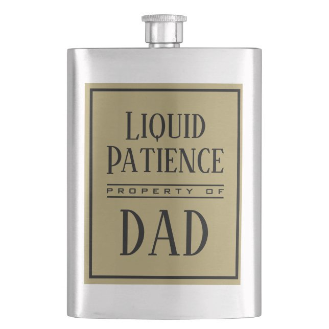 Liquid Patience | Personalised Gold Monogram       Hip Flask (Front)