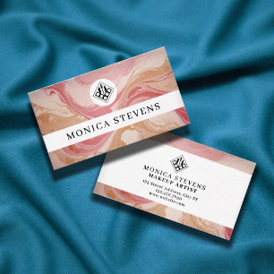 Liquid pink marble business card