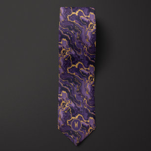Liquid Purple and Gold Abstract Tie