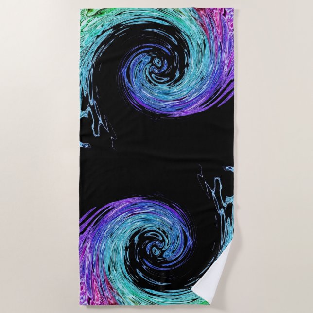 Liquid Rainbow Wave Beach Towel (Front)