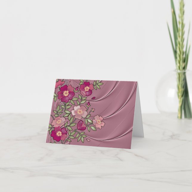 Liquid Satin Rose-Coloured Note/Greeting Card (Front)