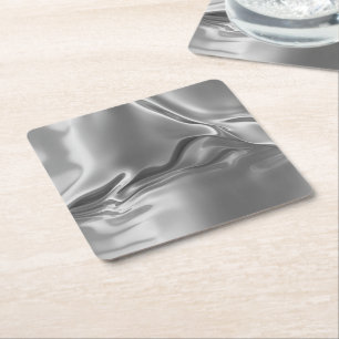 Liquid Silver Digital Print Square Paper Coaster