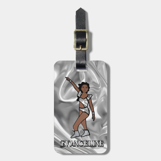 Liquid Silver White Dancer #1  Luggage Tag (Front Vertical)