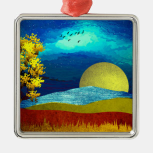 Liquid Sky Landscape Metal Tree Decoration