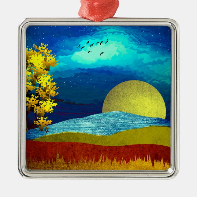 Liquid Sky Landscape Metal Tree Decoration (Front)