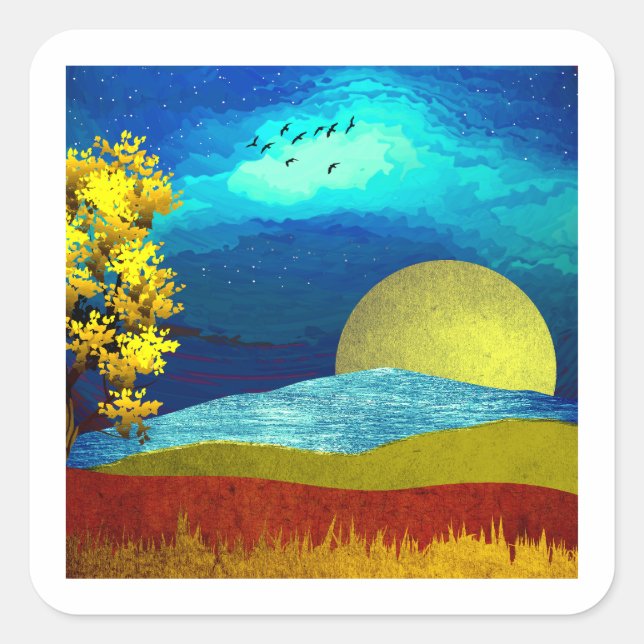 Liquid Sky Landscape Square Sticker (Front)
