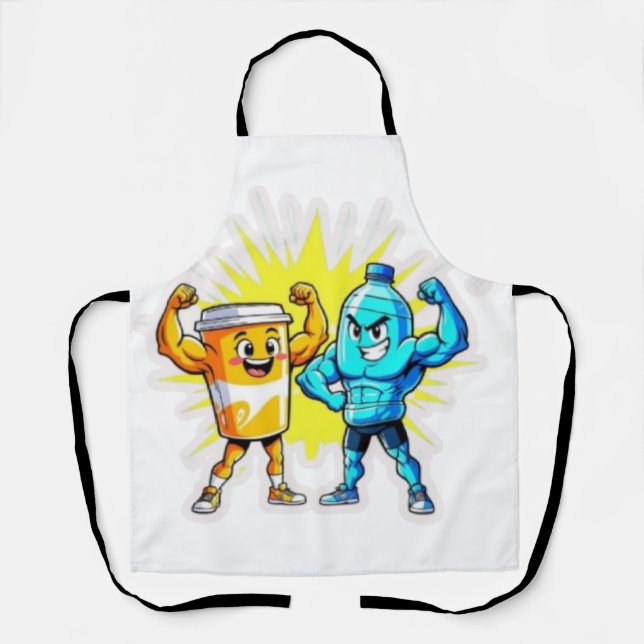 Liquid Strength – Funny Juice & Water Muscle Desig Apron (Front)