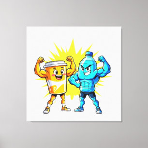 Liquid Strength – Funny Juice & Water Muscle Desig Canvas Print