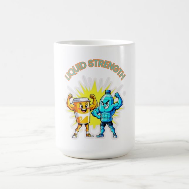 Liquid Strength – Funny Juice & Water Muscle Desig Coffee Mug (Center)