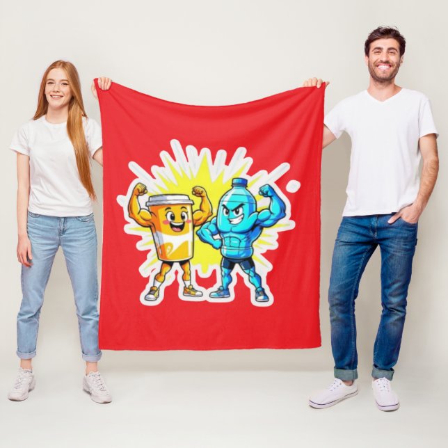 Liquid Strength – Funny Juice & Water Muscle Desig Fleece Blanket (In Situ)