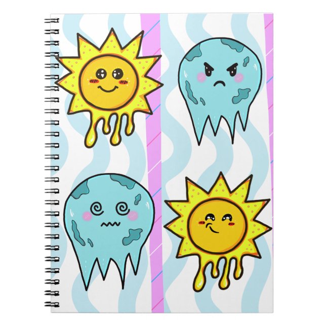 Liquid Sunshine & Frozen Moons Kawaii Notebook (Front)