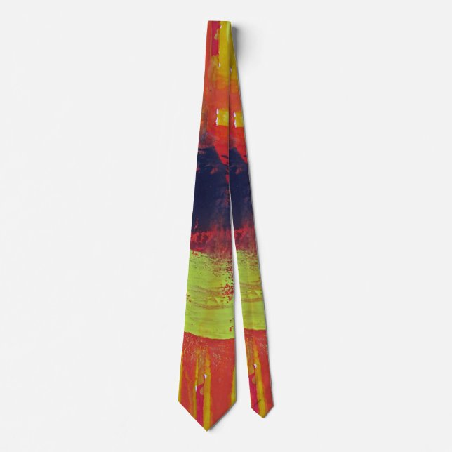 Liquid Sunshine red yellow blue hot sun abstract Tie (Front)