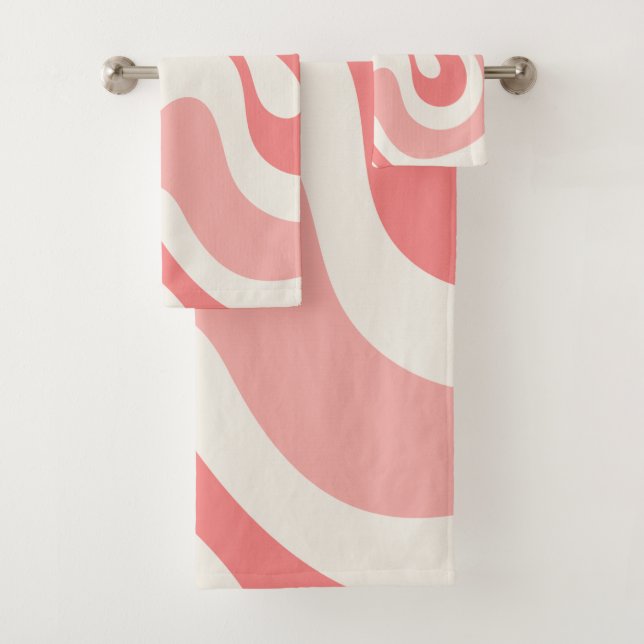 Liquid Swirl Abstract in Soft Pink Bath Towel Set (Insitu)