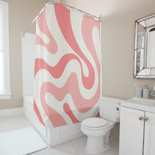 Liquid Swirl Abstract in Soft Pink Shower Curtain