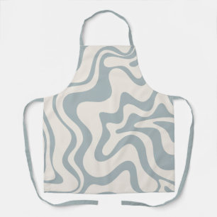 Liquid Swirl Abstract Pattern Blue-Grey and Cream Apron