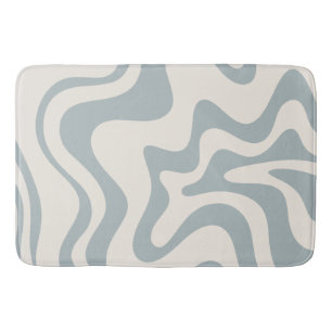 Liquid Swirl Abstract Pattern Blue-Grey and Cream Bath Mat