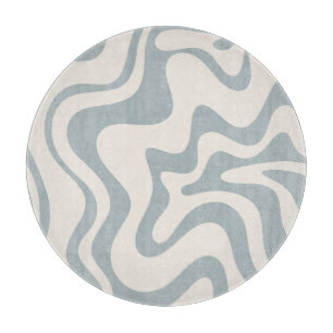 Liquid Swirl Abstract Pattern Blue-Grey and Cream Cutting Board
