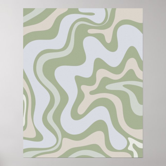 Liquid Swirl Abstract Pattern in Sage Green  Poster (Front)