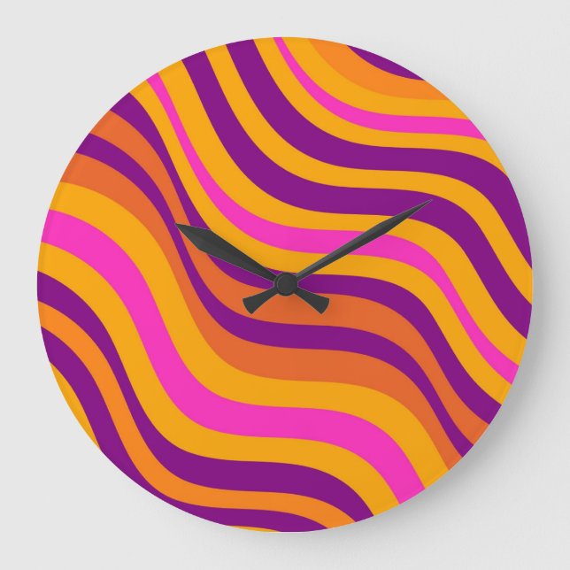 Liquid Swirl Flow Groovy Stripe Y2K Pattern Large Clock (Front)
