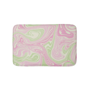 Liquid Swirl Green Pink Pattern Bath Mat