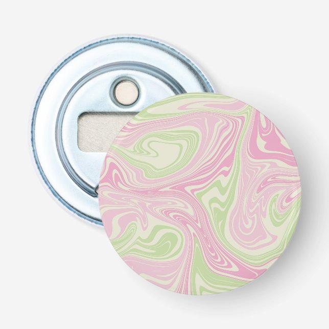 Liquid Swirl Green Pink Pattern Bottle Opener (Front)