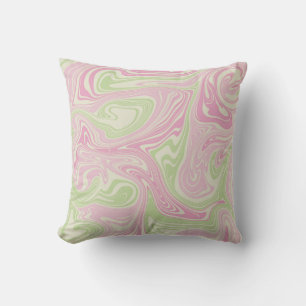 Liquid Swirl Green Pink Pattern Cushion