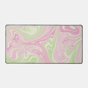 Liquid Swirl Green Pink Pattern Desk Mat