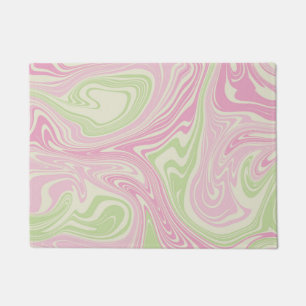 Liquid Swirl Green Pink Pattern Doormat