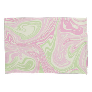 Liquid Swirl Green Pink Pattern Pillowcase