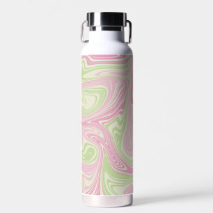 Liquid Swirl Green Pink Pattern Water Bottle