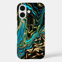 Liquid Swirls Black Turquoise Iphone Case