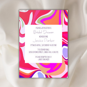 Liquid Vibrant Pink Bright Bridal Shower Invitation