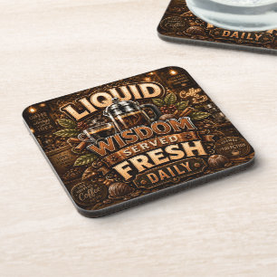 Liquid Wisdom Served Fresh Daily Coaster